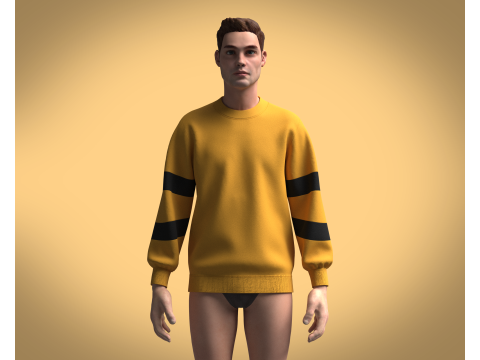 Men Yellow Sweatshirt V3 3D Model