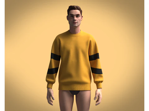 Men Yellow Sweatshirt V3 3D Model