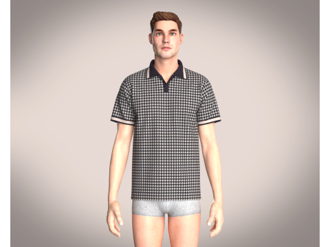 OPEN COLLAR POLO SHIRT 3D Model