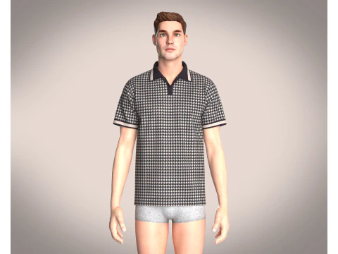 OPEN COLLAR POLO SHIRT 3D Model
