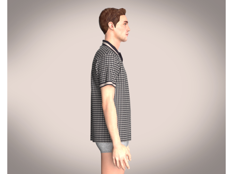 OPEN COLLAR POLO SHIRT 3D Model