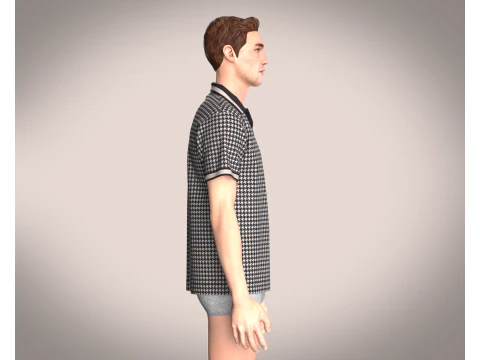OPEN COLLAR POLO SHIRT 3D Model