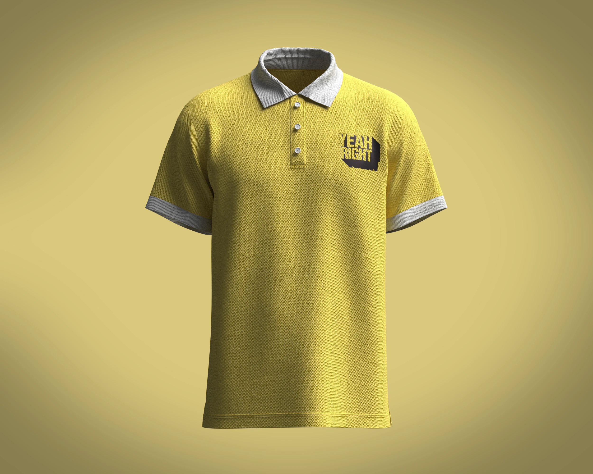 Polo Shirt - YEAH RIGHT 3D Model .c4d .max .obj .3ds .fbx .stl .blend