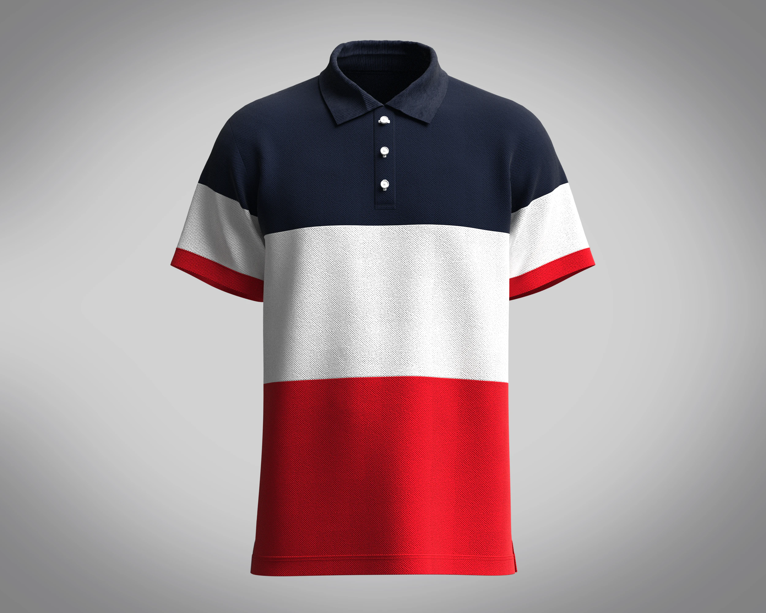 Polo Shirt - Contrast Color 3D Model .c4d .max .obj .3ds .fbx .stl .blend 