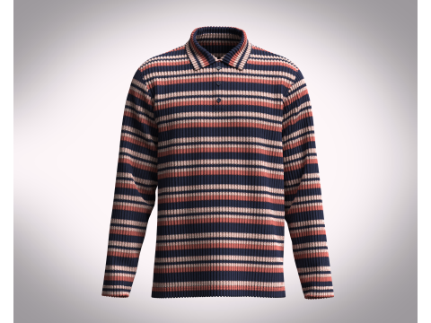Men Long Sleeve Knitted Polo 3D Модель
