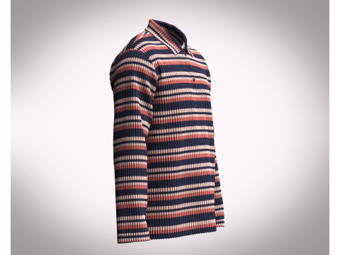 Men Long Sleeve Knitted Polo Modelo 3D