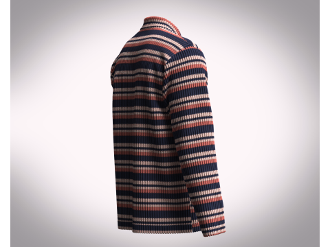 Men Long Sleeve Knitted Polo Modelo 3D