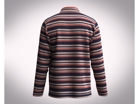 Men Long Sleeve Knitted Polo Modelo 3D