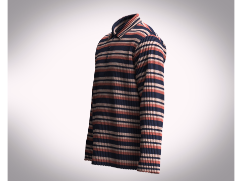 Men Long Sleeve Knitted Polo Modelo 3D