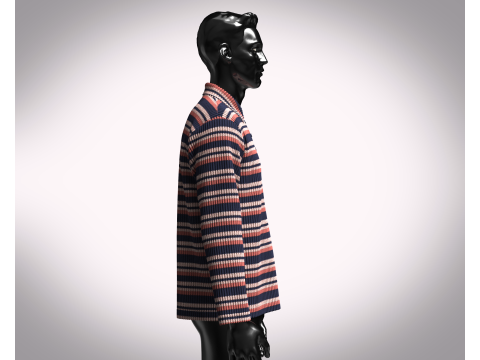 Men Long Sleeve Knitted Polo Modelo 3D