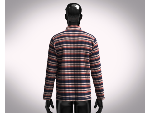 Men Long Sleeve Knitted Polo Modelo 3D