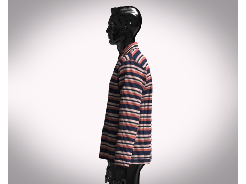 Men Long Sleeve Knitted Polo Modelo 3D
