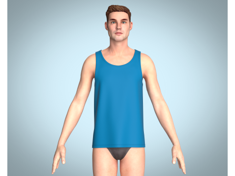 Men Tank Tops - Single Color 3D 모델