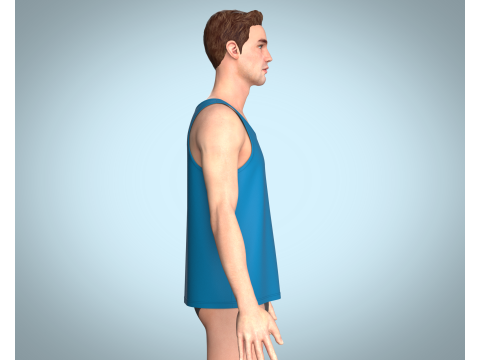 Men Tank Tops - Single Color 3D 모델