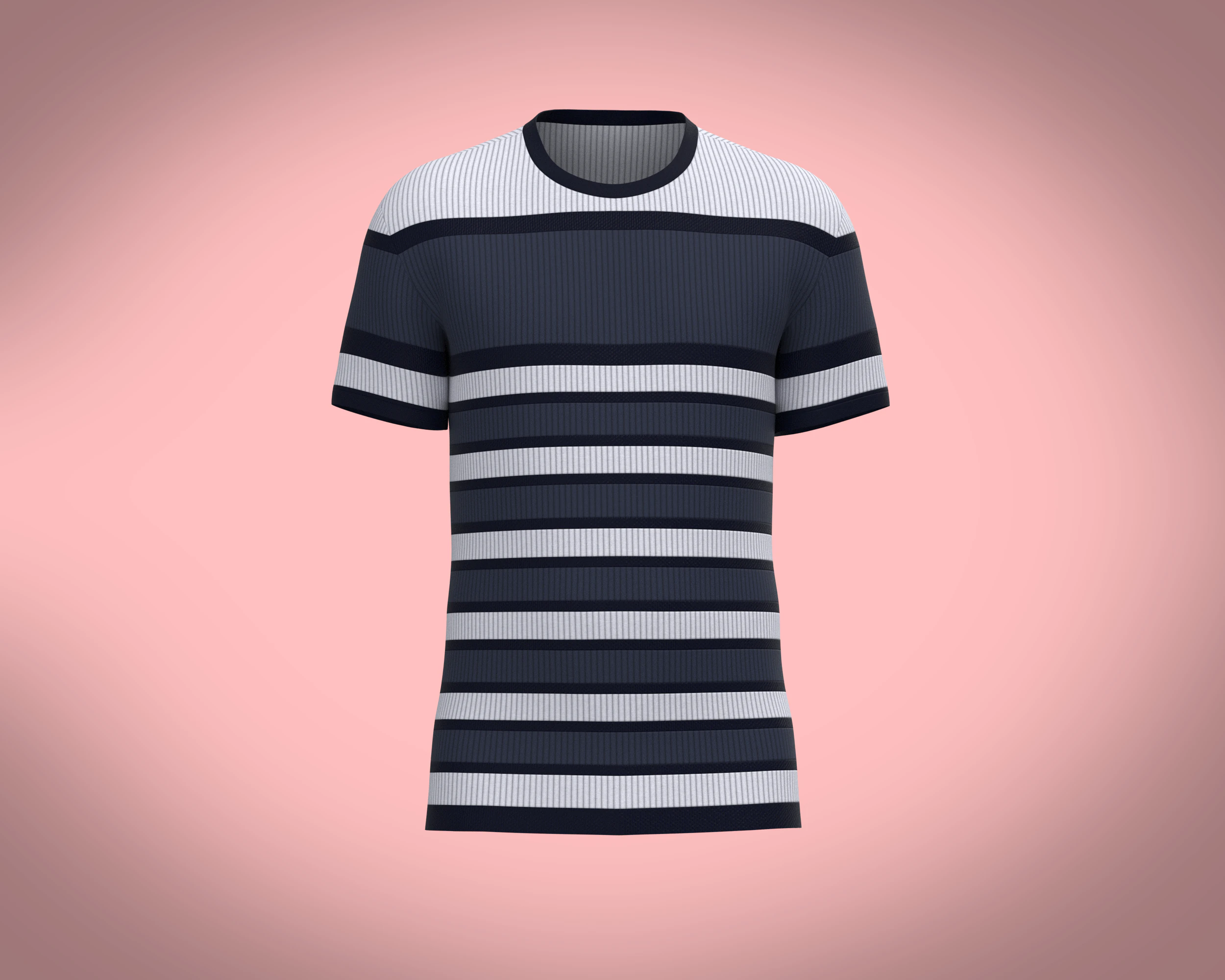 Men White Stripe T-Shirt 3D Model .c4d .max .obj .3ds .fbx .stl .blend 