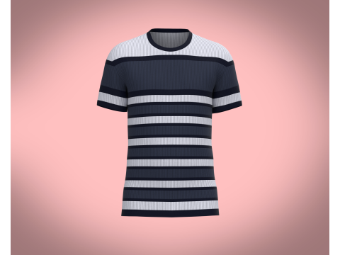 Men White Stripe T-Shirt 3Dモデル