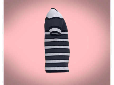 Men White Stripe T-Shirt 3D Model