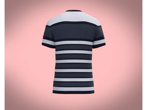 Men White Stripe T-Shirt 3D Model