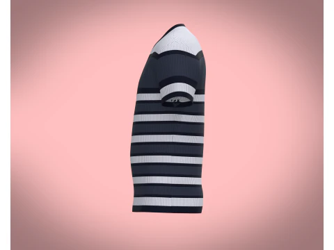 Men White Stripe T-Shirt 3D Model