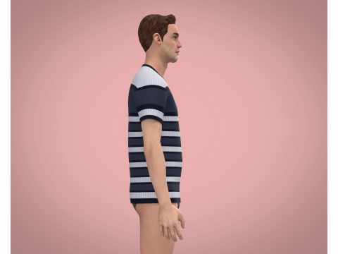 Men White Stripe T-Shirt 3D Модель
