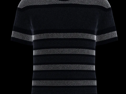 Men White Stripe T-Shirt 3D Model