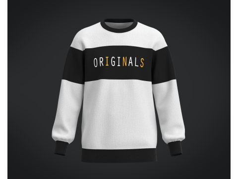 Men Black And White Sweatshirt V2 Modelo 3D