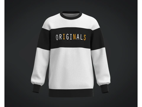 Heren zwart-wit sweatshirt V2 3D Model