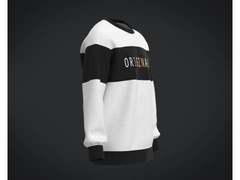 Men Black And White Sweatshirt V2 3D Model