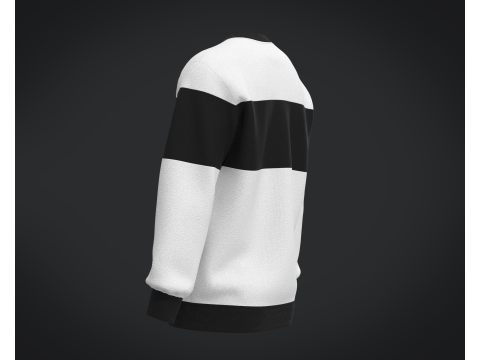 Men Black And White Sweatshirt V2 3D Model