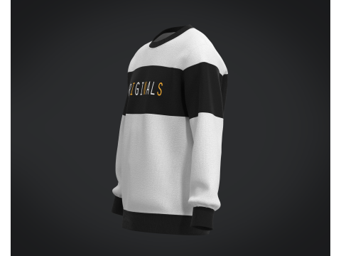 Men Black And White Sweatshirt V2 3D Model