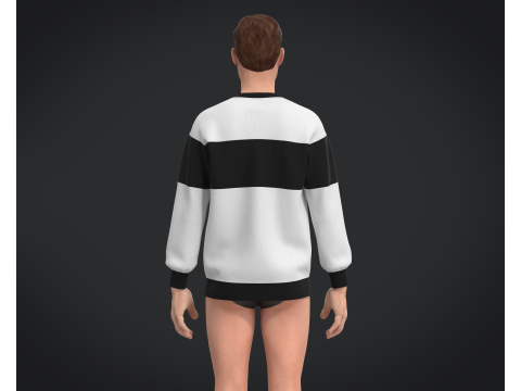 Men Black And White Sweatshirt V2 3D Model