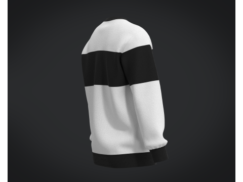 Men Black And White Sweatshirt V2 3D Model