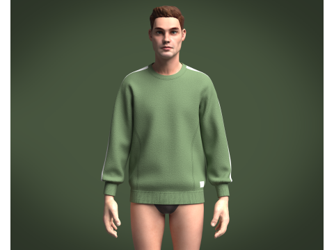 Men Green Sweatshirt Modelo 3D