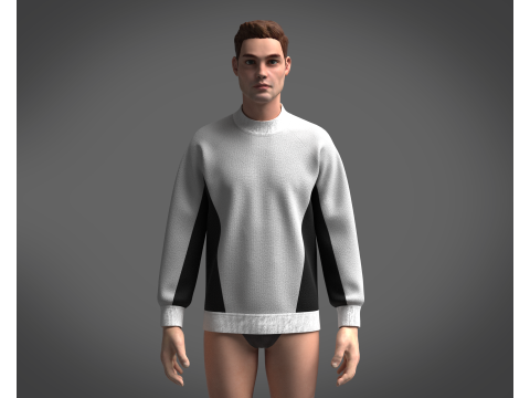 Men Gray Sweatshirt 3D Model