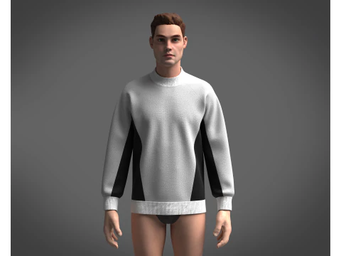 Men Gray Sweatshirt 3D Model