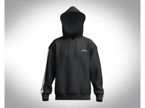 Erkek Siyah Kap&uuml;şonlu &Uuml;st 3D Model