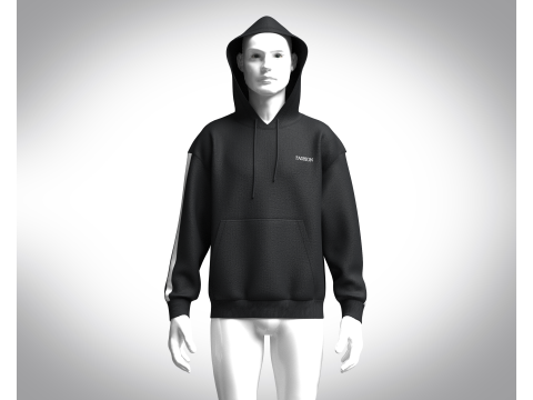 Men Black Hoodie 3D Модель