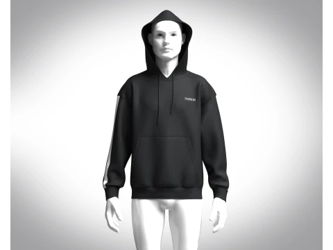 Men Black Hoodie 3D Model