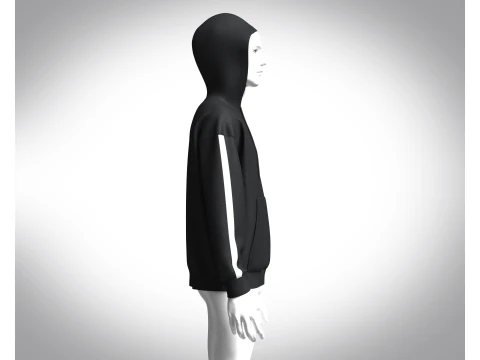 Men Black Hoodie 3D Model