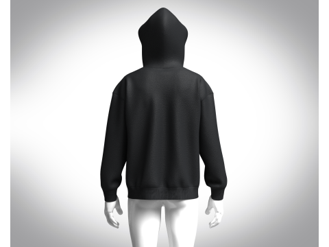 Men Black Hoodie 3D Модель