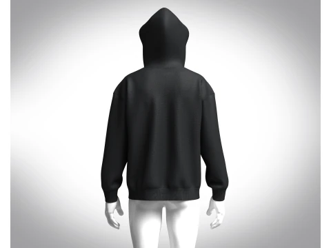 Men Black Hoodie 3D Model