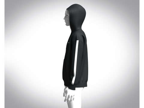 Men Black Hoodie 3D Модель