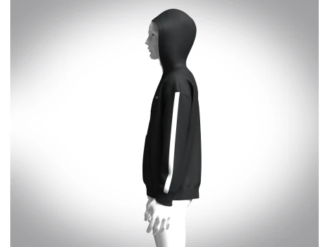 Men Black Hoodie 3D Model