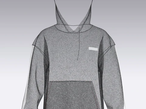 Men Black Hoodie 3D Model