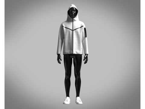 Men Hoodie - Ash 3D 모델