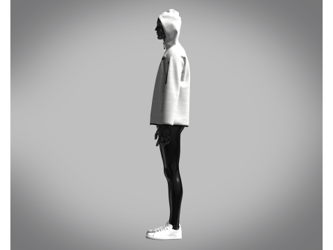 Men Hoodie - Ash 3D 모델
