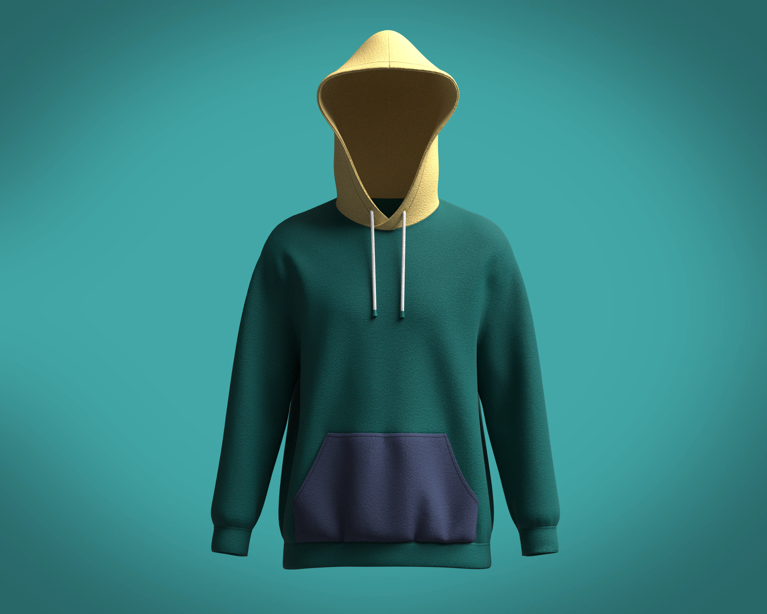 Men Hoodie Cyan 3D Model .c4d .max .obj .3ds .fbx .stl .blend