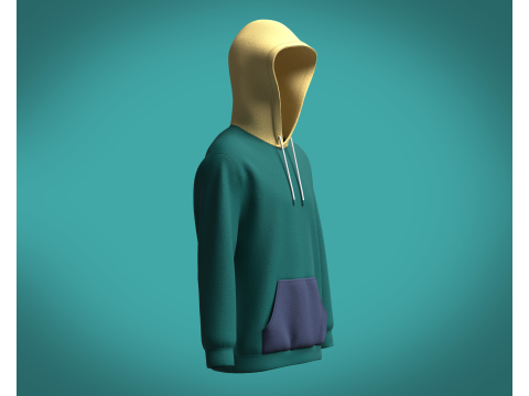 Men Hoodie Cyan 3D मॉडल