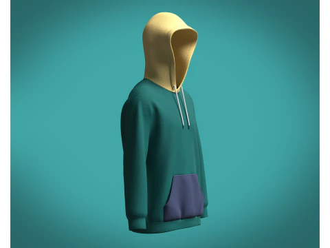 Men Hoodie Cyan 3D Model