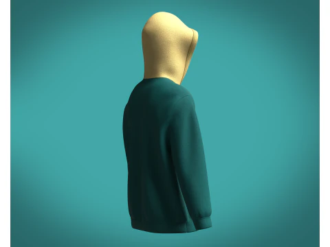 Men Hoodie Cyan 3D Model